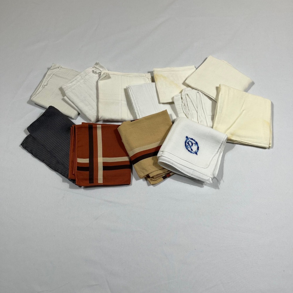 Handkerchiefs Pocket Squares Mens Multi Vintage Assorted Lot 12pc
